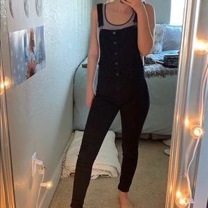 Black Denim Overalls